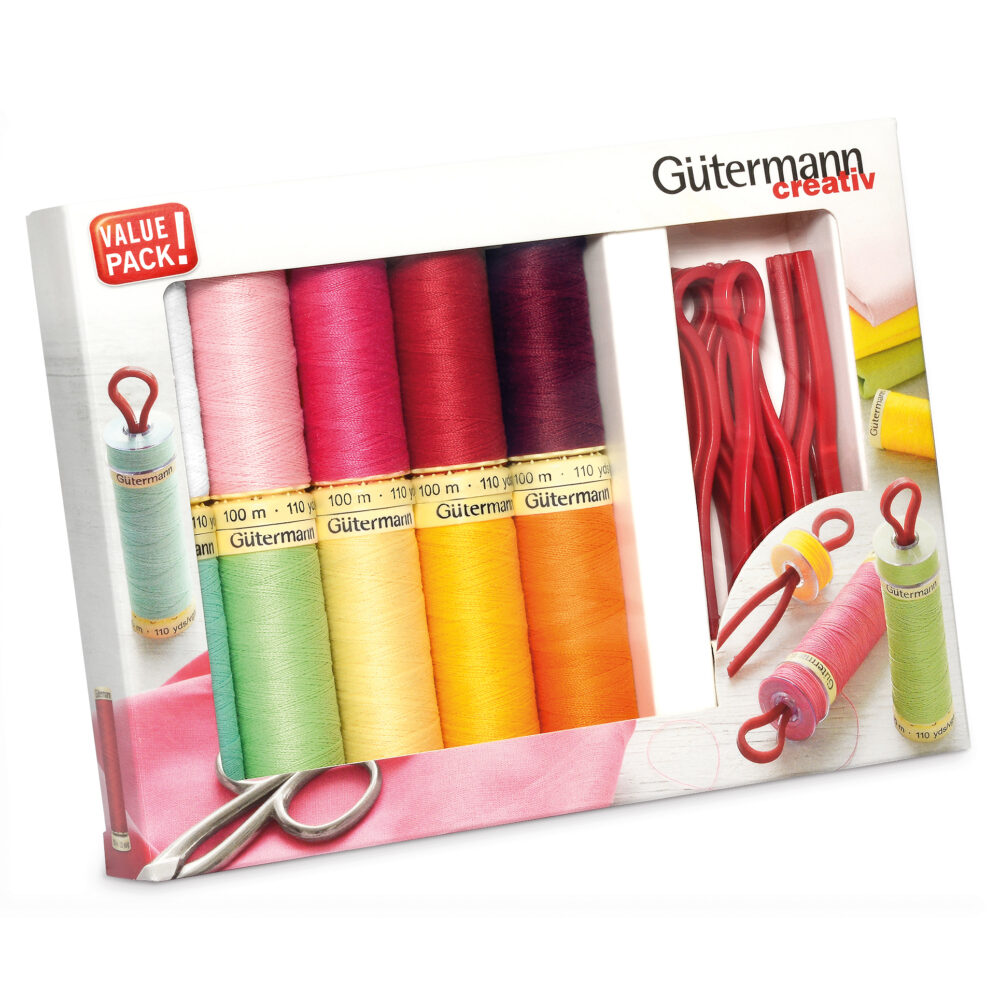 Thread Set: Sew-All: 10 x 100m: Assorted and 10 Bobbin Clips