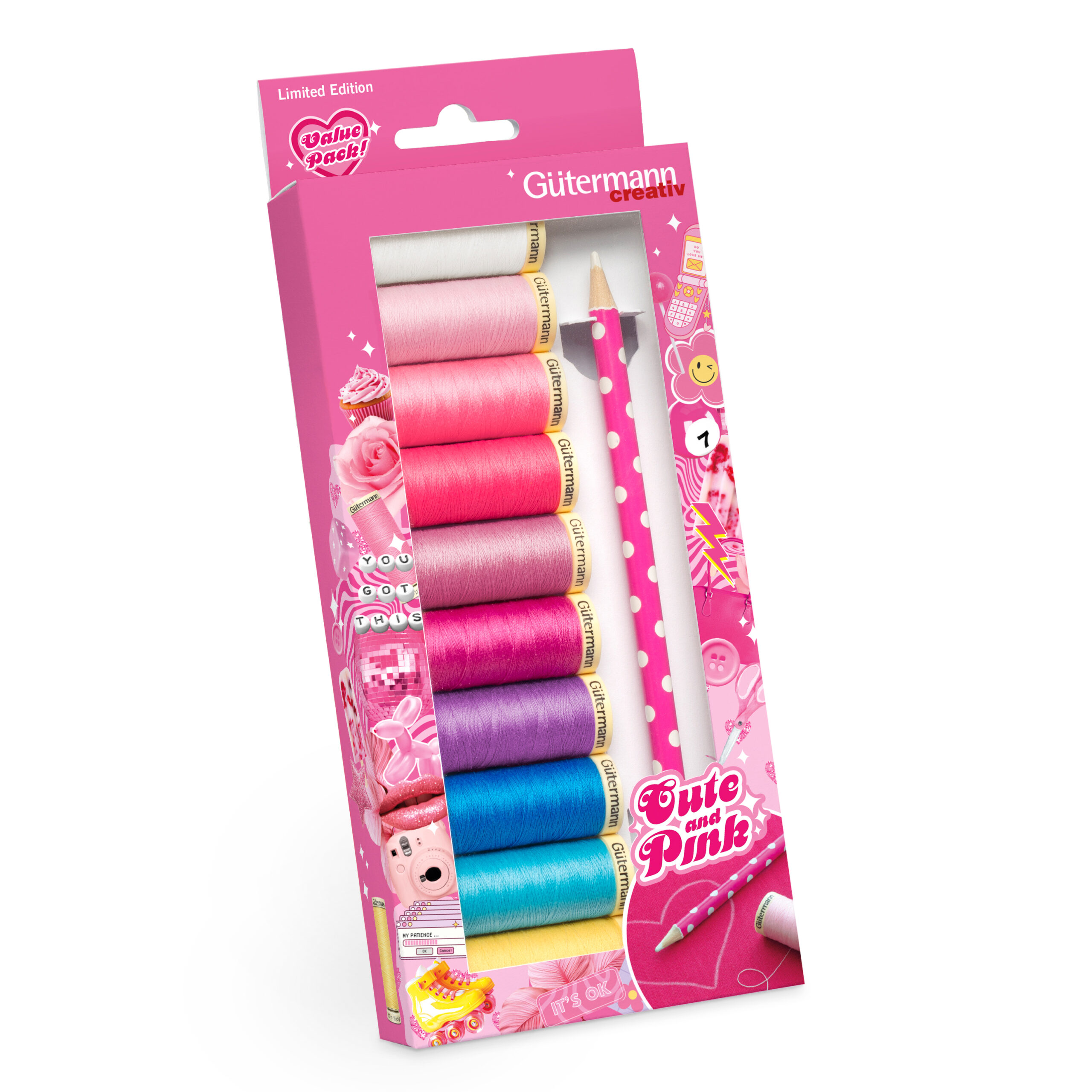 Thread Set: Sew-All: 10 x 100m & Marking Pencil: Pink